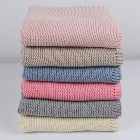 Bebek Pamuklu Örgü Battaniye Gri