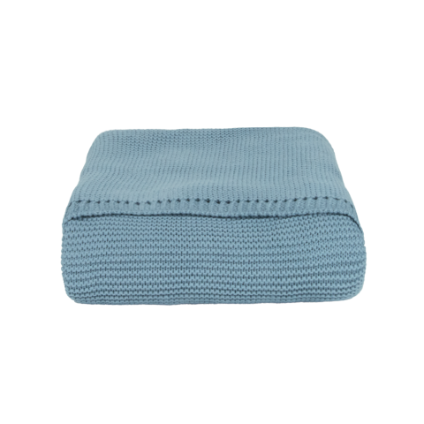 Bebek Pamuklu Örgü Battaniye Mavi