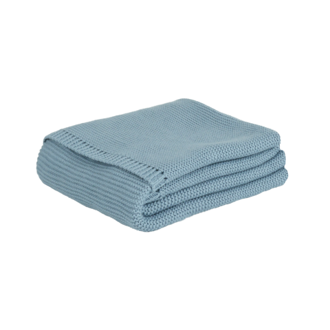 Bebek Pamuklu Örgü Battaniye Mavi