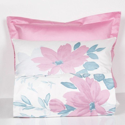 %100 Pamuk Saten Lotus  Nevresim Takımı Pembe - Tek Kişilik - Fitted Çarşaf