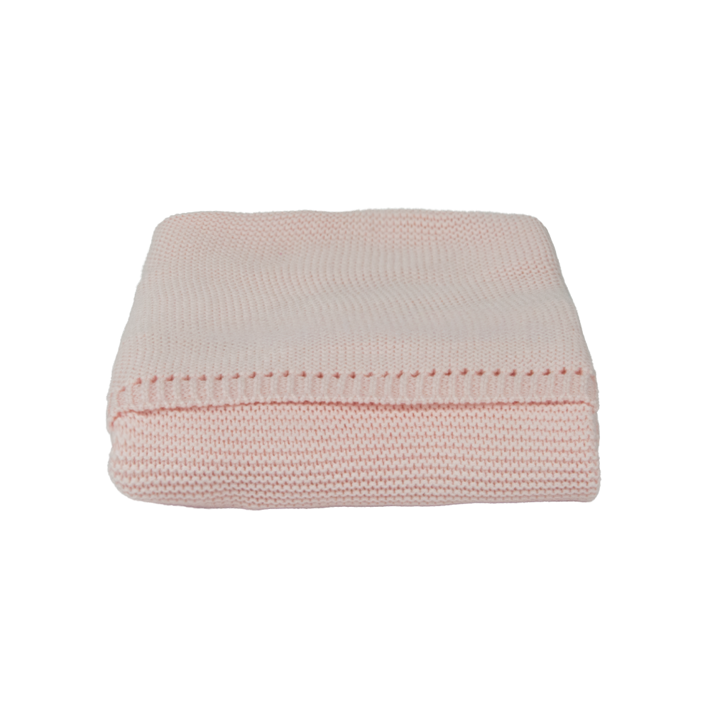 Bebek Pamuklu Örgü Battaniye Açık Pembe