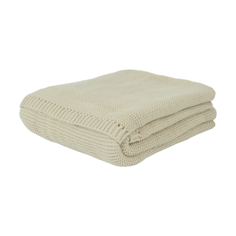 Bebek Pamuklu Örgü Battaniye Bej
