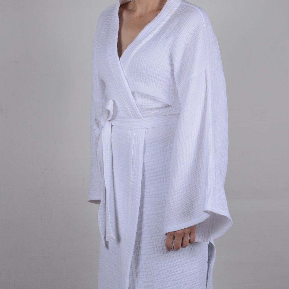 Kimono Müslin Bornoz Beyaz