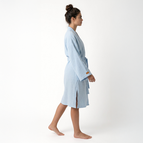 Kimono Müslin Bornoz Mavi