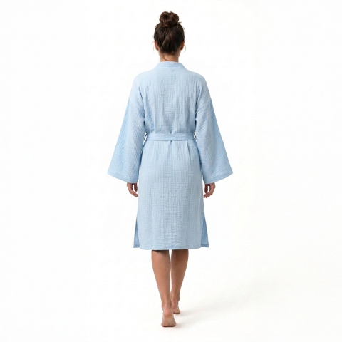 Kimono Müslin Bornoz Mavi