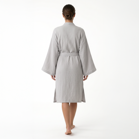 Kimono Müslin Bornoz Gri