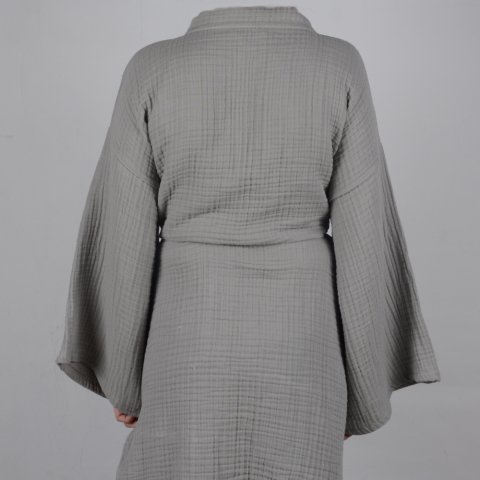 Kimono Müslin Bornoz Gri
