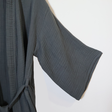 Kapüşonlu Müslin Bornoz Antrasit