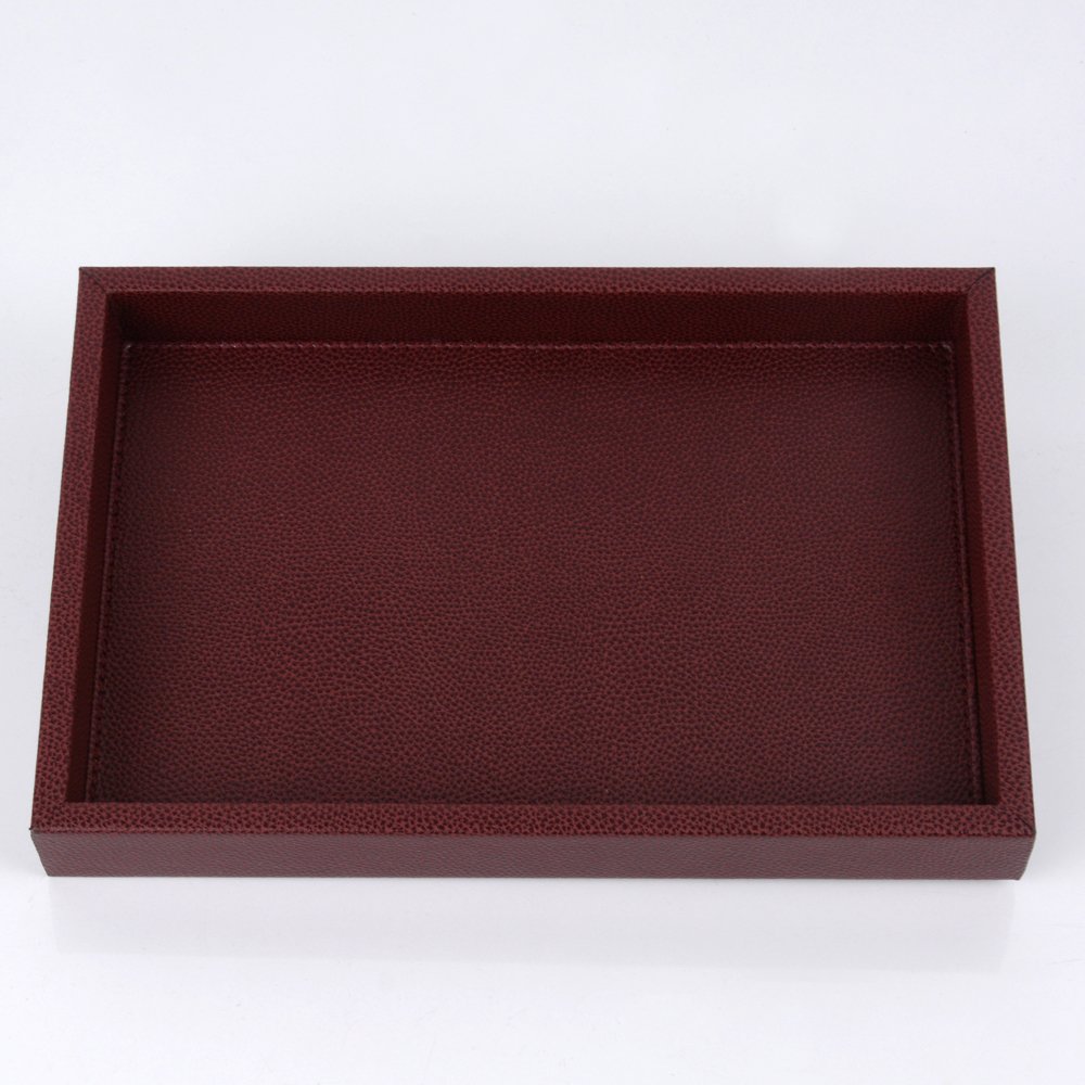 Colorblock Deri Tepsi Bordo - Orta