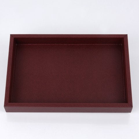 Colorblock Deri Tepsi Bordo - Orta