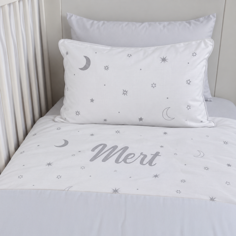Baby Star Kişiye Özel Nakışlı Nevresim Takımı Gri