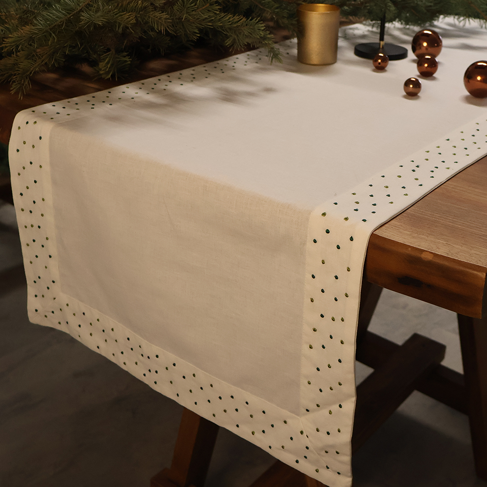 Spots Keten Runner Yeşil - 50x175