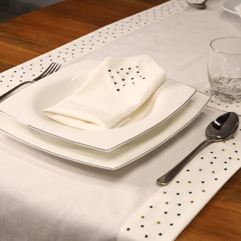 Spots Keten Runner Yeşil - 50x175