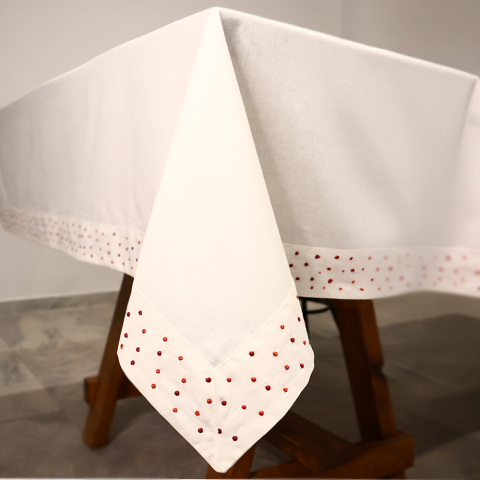 Spots Keten Masa Örtüsü Home Harmony Doğal Dokulu Masa Tekstili