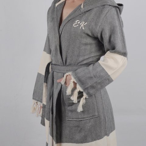 Kişiye Özel Nakışlı Peştemal Bornoz L-XL - Kırmızı