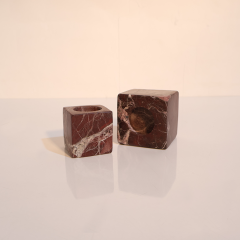 Doğal mermer küp tealight mumluk dekoratif aksesuar