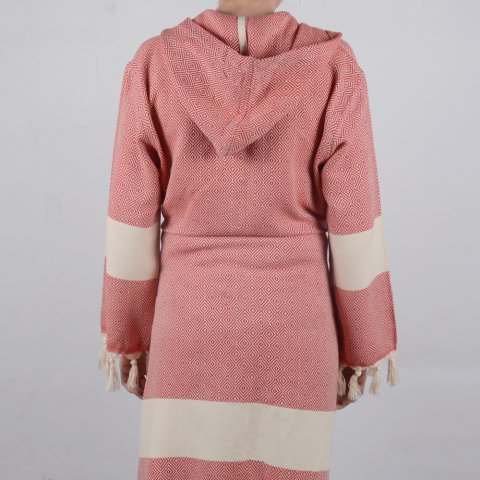 Kişiye Özel Nakışlı Peştemal Bornoz S-M - Kırmızı