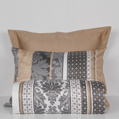 %100 Pamuk Saten Retro  Nevresim Takımı Bej - Tek Kişilik - Düz Çarşaf