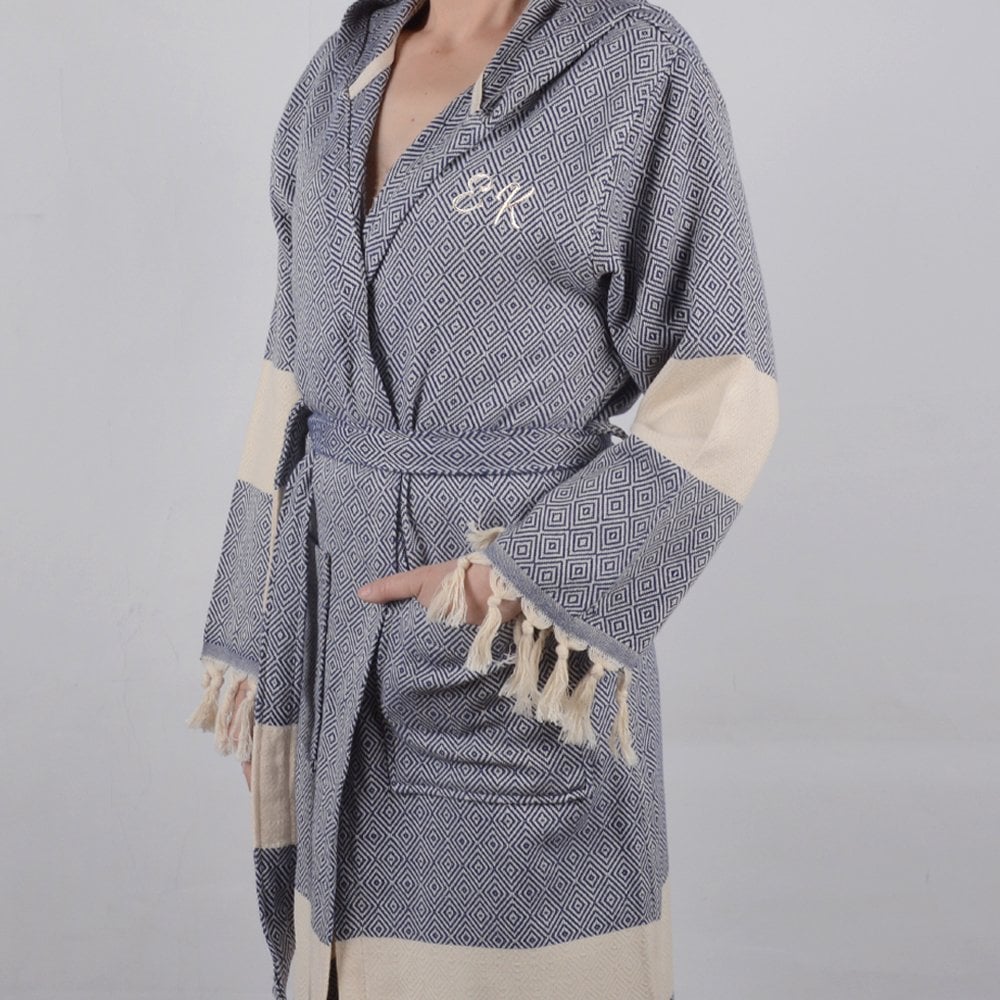 Kişiye Özel Nakışlı Peştemal Bornoz L-XL - Lacivert