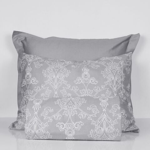 %100 Pamuk Saten Grace  Nevresim Takımı Gri - Tek Kişilik - Fitted Çarşaf