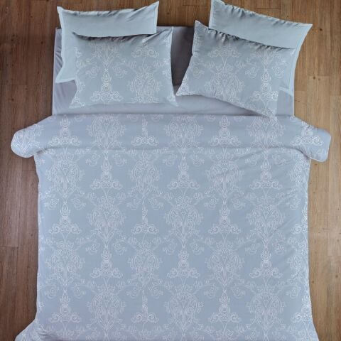 %100 Pamuk Saten Grace  Nevresim Takımı Gri - Tek Kişilik - Fitted Çarşaf