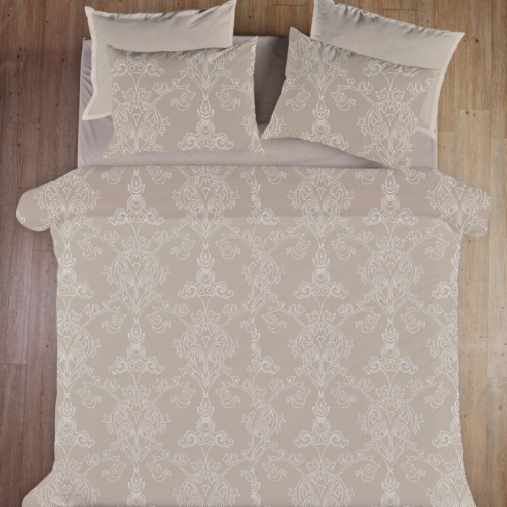 %100 Pamuk Saten Grace  Nevresim Takımı Bej - Tek Kişilik - Fitted Çarşaf