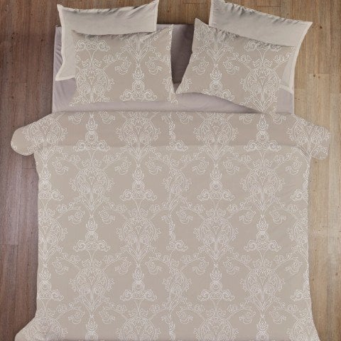 Bej Tek Kişilik Fitted Çarşaf Seti 90x200 Nevresim Yastık Kılıfı Dahil