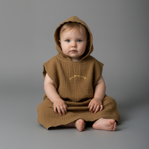 Çocuk Panço Göğüs Nakışlı 1-3 - Haki