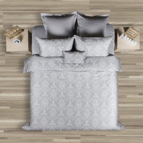 Gri Tek Kişilik Fitted Çarşaf Seti 90x200 Nevresim Yastık Kılıflı Ev Tekstili