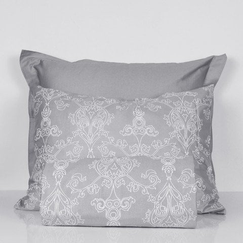 %100 Pamuk Saten Grace  Nevresim Takımı Gri - Tek Kişilik - Fitted Çarşaf