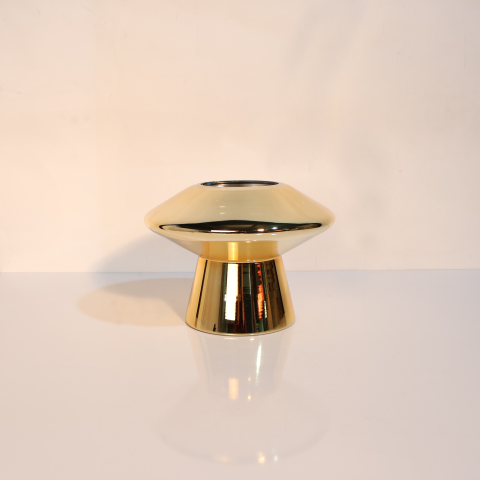 Gold Cam Vazo Dekoratif Ev Aksesuarı Şık Salon Süsleme Ürünü