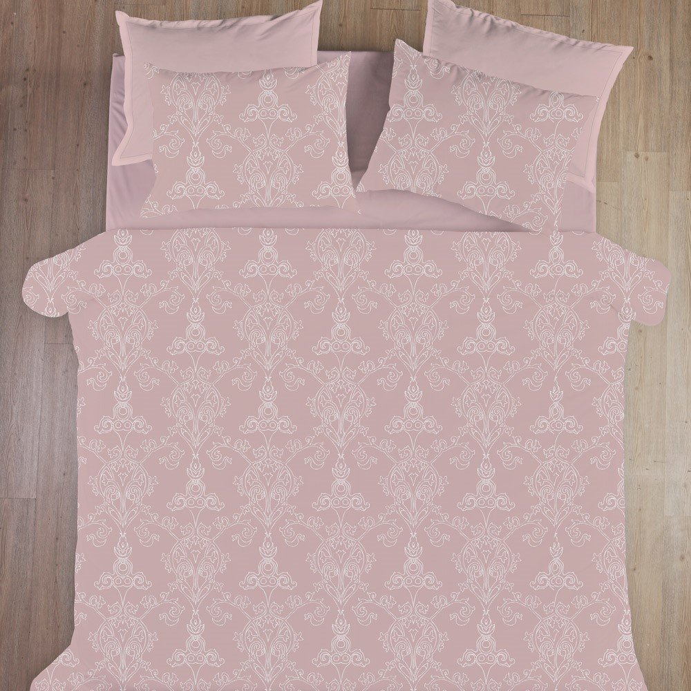 %100 Pamuk Saten Grace  Nevresim Takımı Pembe - Tek Kişilik - Fitted Çarşaf