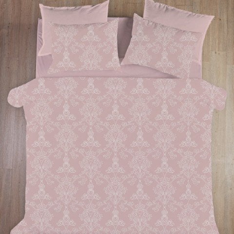 %100 Pamuk Saten Grace  Nevresim Takımı Pembe - Tek Kişilik - Fitted Çarşaf
