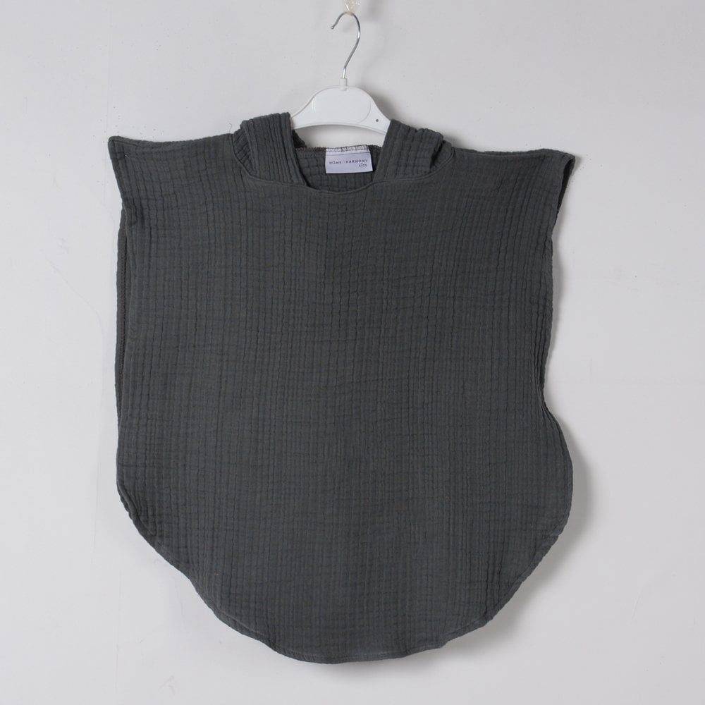 Çocuk Panço Sırt Nakışlı Koyu Gri - 3-5