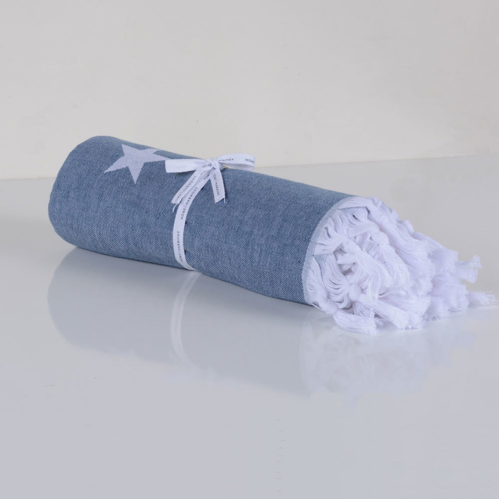 Yıldız desenli peştemal havlu pamuklu plaj ve hamam kullanımına uygun