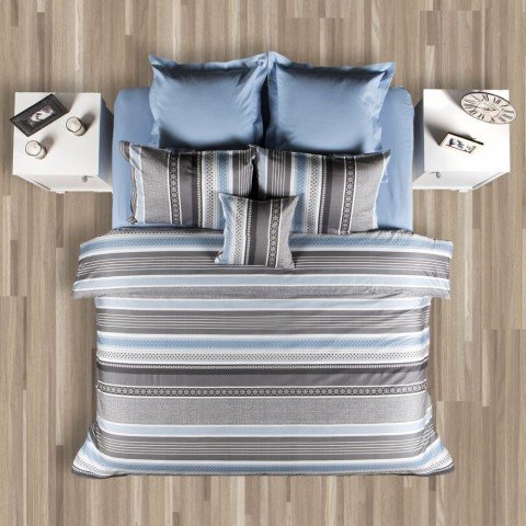 %100 Pamuk Saten Sammy  Nevresim Takımı Mavi - Tek Kişilik - Fitted Çarşaf