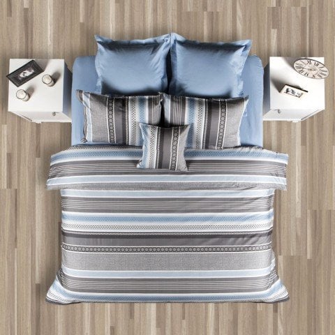 Mavi tek kişilik fitted çarşaf seti 90x200 nevresim ve yastık kılıflı ev tekstili