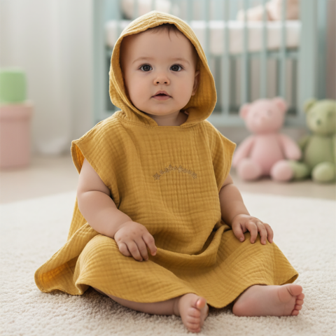 Çocuk Panço Göğüs Nakışlı Sarı - 3-5