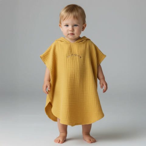 Çocuk Panço Göğüs Nakışlı Sarı - 3-5