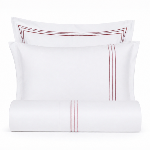 80 Tel İplik %100 Pamuk Saten Classic Trio Nevresim Takımı Pudra - King Size - Fitted Çarşaf