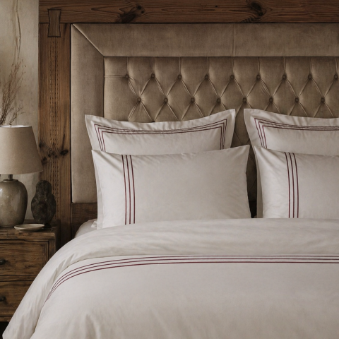 80 Tel İplik %100 Pamuk Saten Classic Trio Nevresim Takımı Pudra - King Size - Fitted Çarşaf