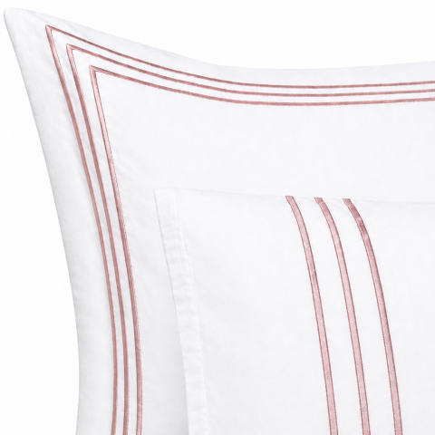 80 Tel İplik %100 Pamuk Saten Classic Trio Nevresim Takımı Pudra - King Size - Fitted Çarşaf