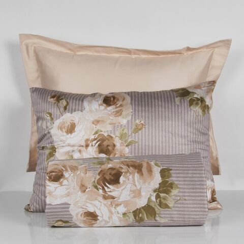 %100 Pamuk Saten Luna  Nevresim Takımı Moka - Çift Kişilik - Düz Çarşaf