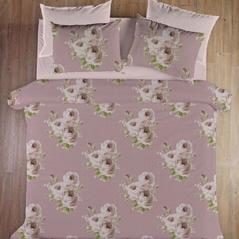 %100 Pamuk Saten Luna  Nevresim Takımı Moka - Çift Kişilik - Düz Çarşaf