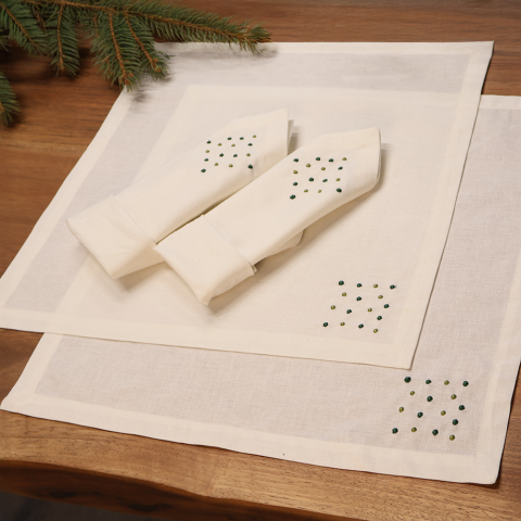 Spots keten peçete doğal dokulu şık masa tekstili