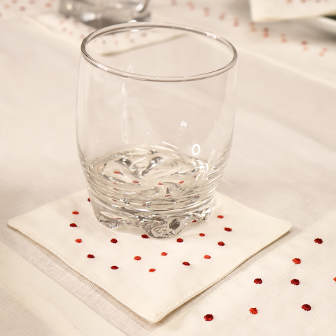 Spots keten bardak altlığı doğal dokulu masa tekstili aksesuarı