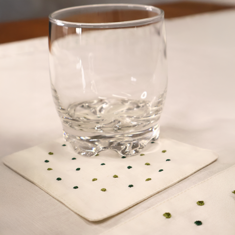 Spots keten bardak altlığı doğal dokulu masa tekstili aksesuarı