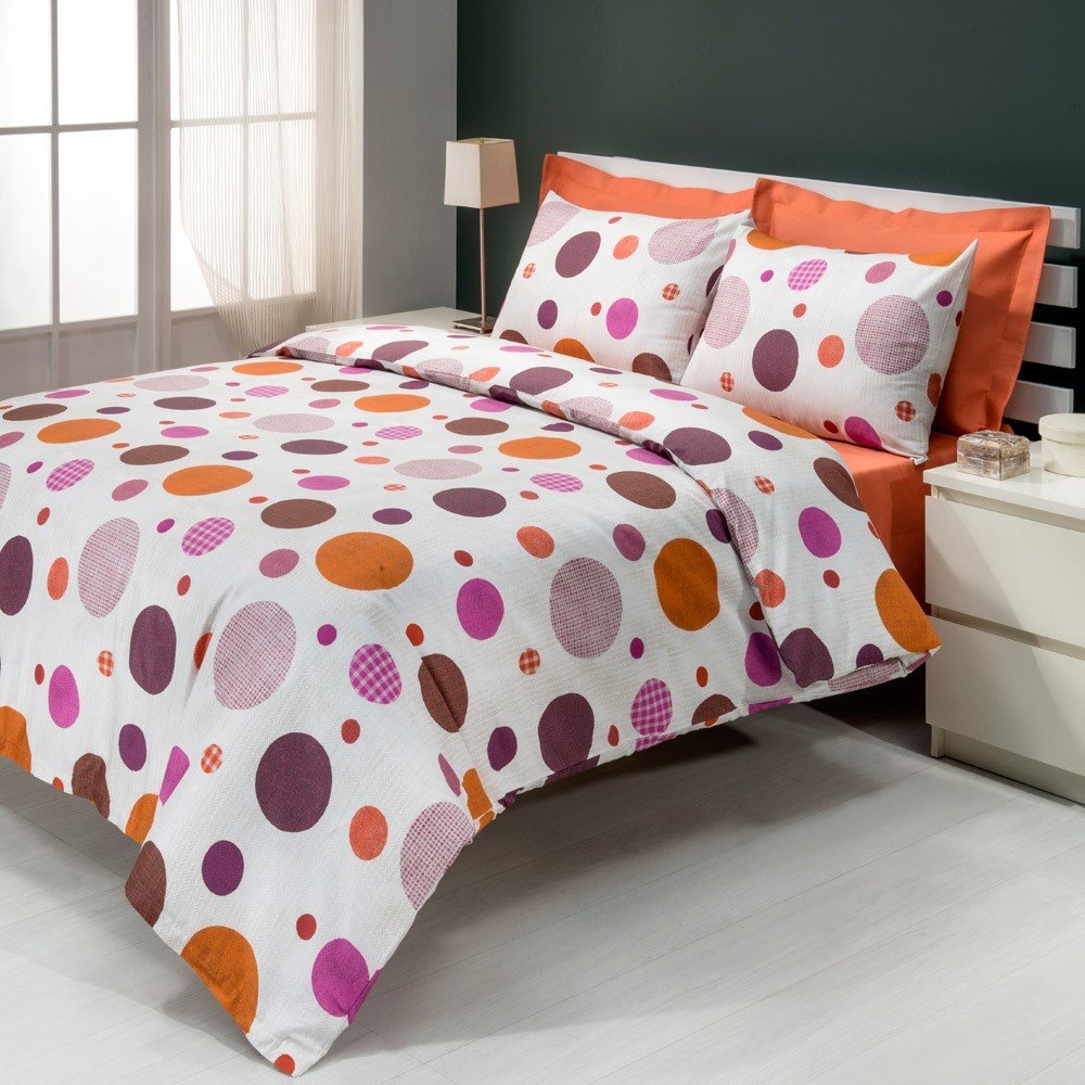 %100 Pamuk Saten Dorothy  Nevresim Takımı Fuşya - Tek Kişilik - Düz Çarşaf