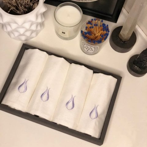 4'lü Lale Nakışlı Misafir Havlusu Şık Nakış Detaylı Havlu Seti