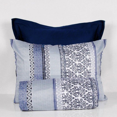 %100 Pamuk Saten Allure  Nevresim Takımı Lacivert - Tek Kişilik - Fitted Çarşaf